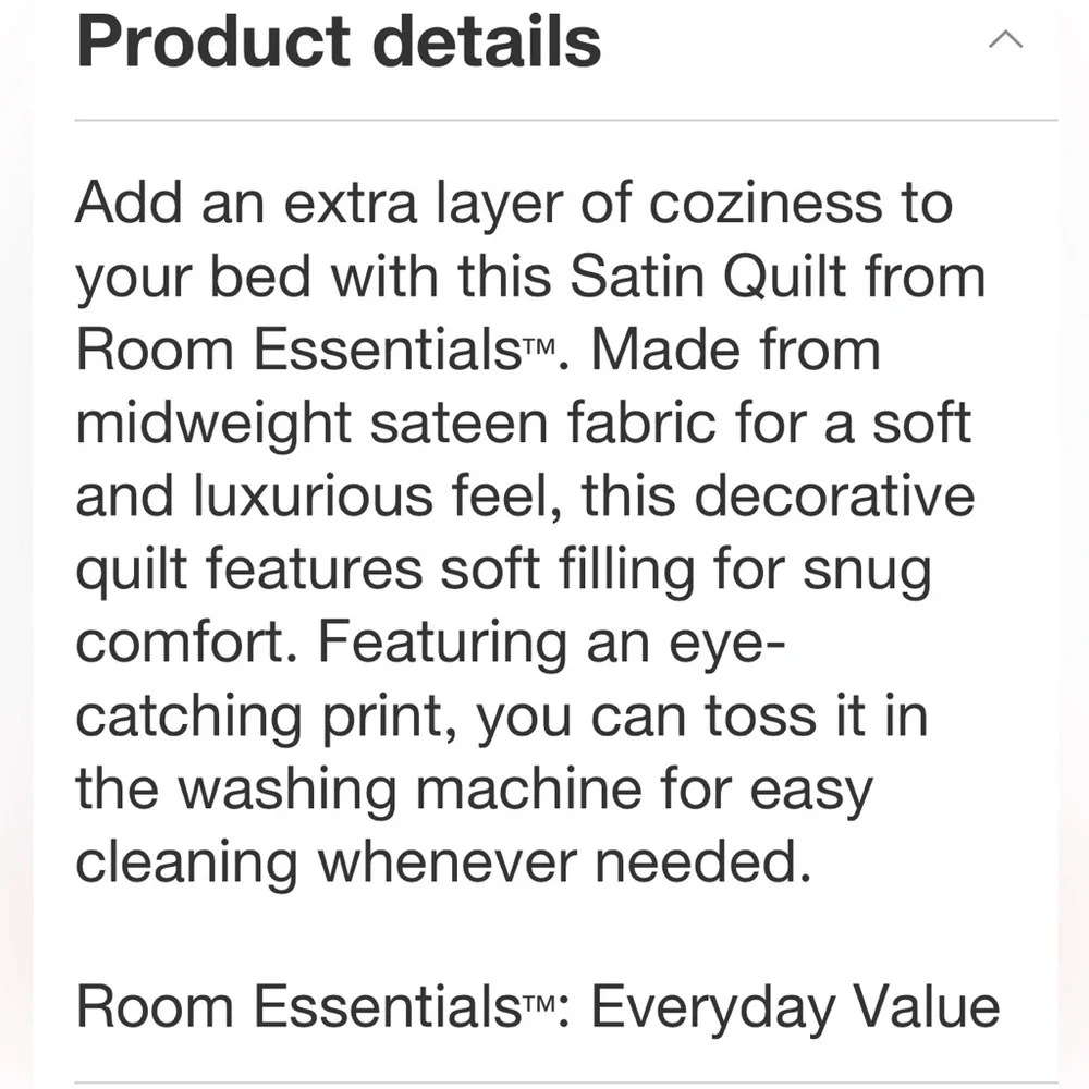 ROOM ESSENTIALS NWT midweight satin quilt sateen coverlet -white/black -twin